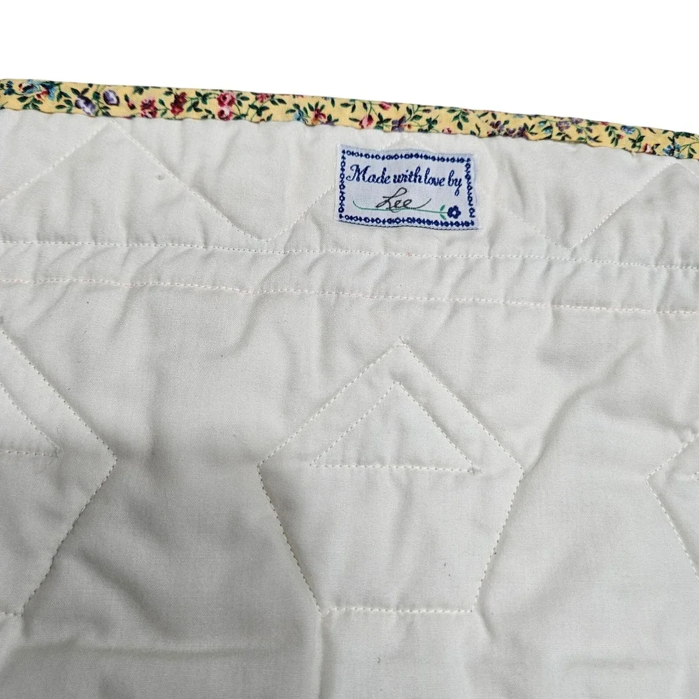 Handmade Quilt Table Runner Centerpiece Easter Spring Baskets Floral Yellow Blue